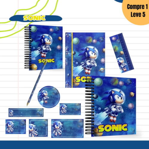 Arquivo Digital Sonic Astronauta Kit Escolar -1278