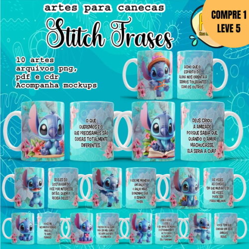 Arquivo Digital Stitch Arte Avulsa Caneca -3933