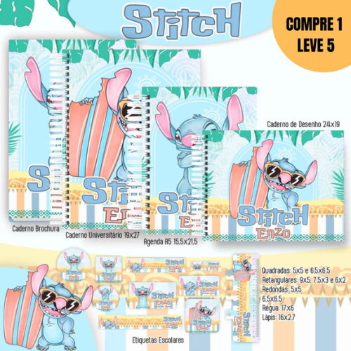 Arquivo Digital Stitch Menino Kit Escolar 2025 -1404