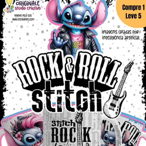 Arquivo Digital Stitch Rock & Roll Sublimação -1377