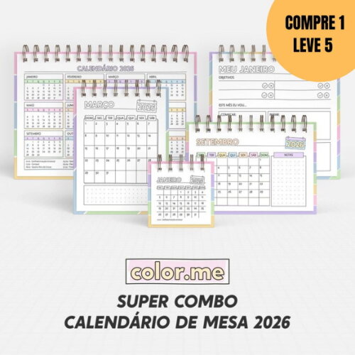 Arquivo Digital Super Combo de Calendário para Colorir -5272