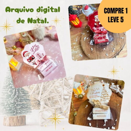 Arquivo Digital Tag para 2 Chocolate Bis Natal -5738
