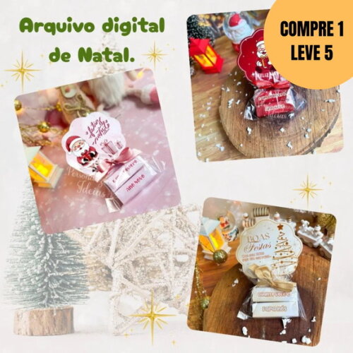Arquivo Digital Tag para 2 Chocolate Bis Natal -5741