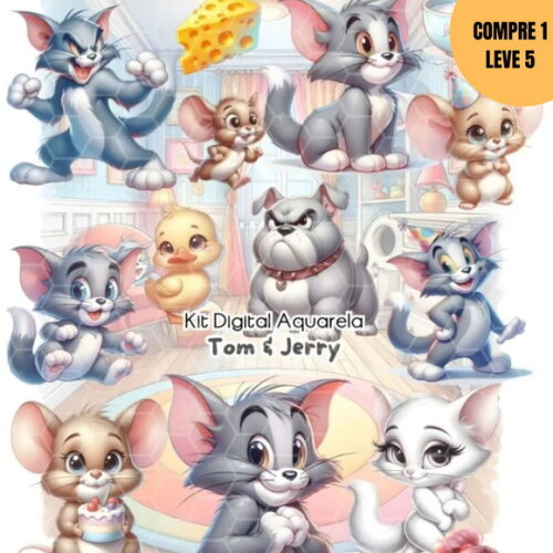 Arquivo Digital Tom e Jerry Aquarela Kit Digital -3586