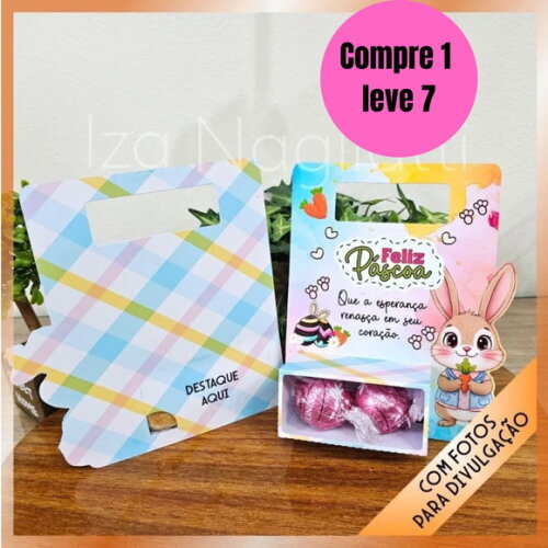 Arquivo Digital Trio de Cards de Bombons Páscoa Coelhos