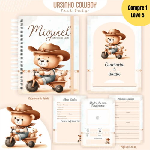 Arquivo Digital Ursinho Cowboy Livro do Bebê - 370