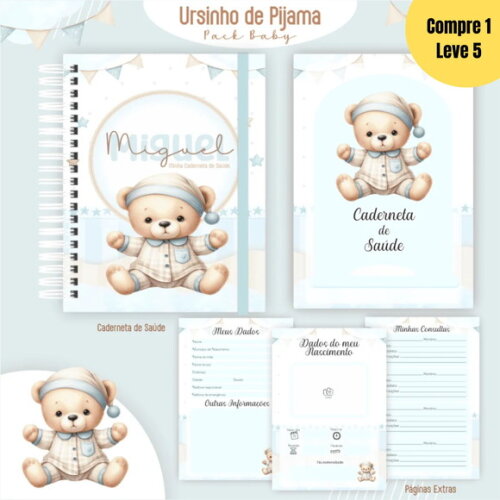Arquivo Digital Ursinho de Pijama Livro do Bebê - 367