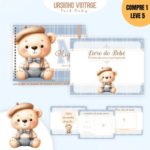 Arquivo Digital Ursinho Vintage Livro do Bebê -221