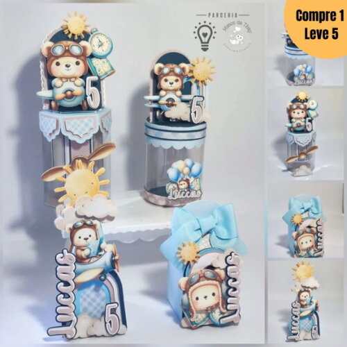 Arquivo Digital Urso Aviador Kit Festa Pronta -906