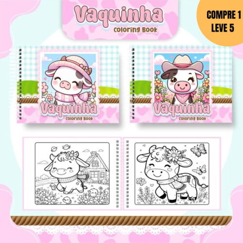 Arquivo Digital Vaquinha Cute Livros de Colorir -3155