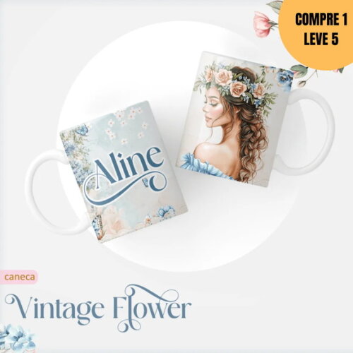 Arquivo Digital Vintage Flowers 5 Caderno A5 -2918