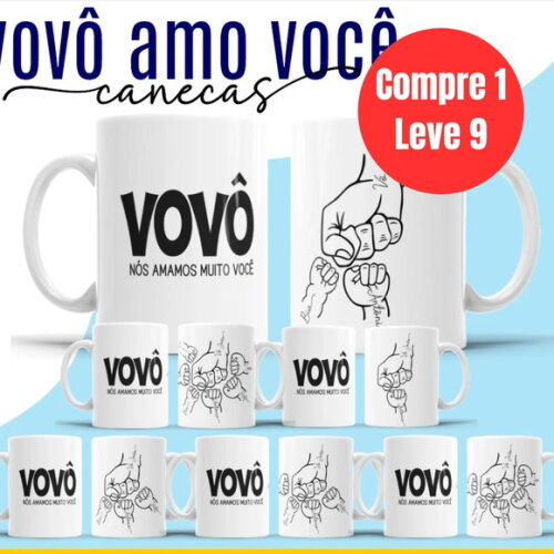 Arquivo Digital Vovô Mãozinhas Artes para Caneca -6949