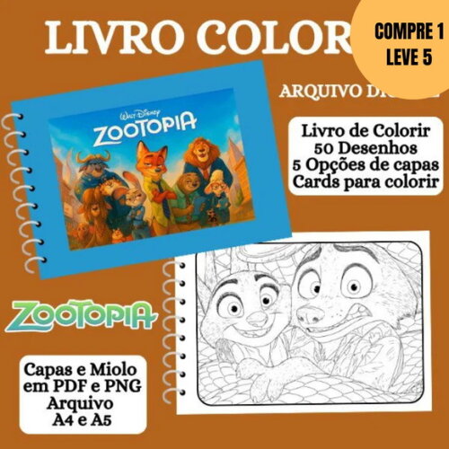 Arquivo Digital Zootopia Livro de Colorir -5945