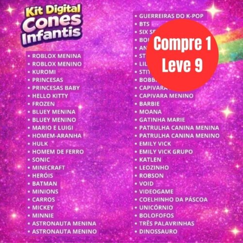 Arquivo Digital + de 50 Cones Infantis -6886