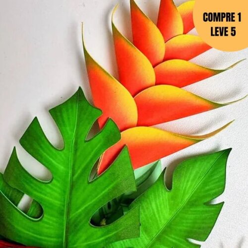 Arquivo de de Corte Helicônia e Folhas Tropicais -1955