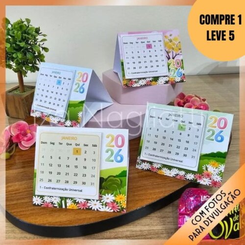 Arquivo Digital 4 Modelos de Mini Calendários 2026 -4901