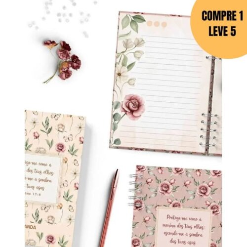 Arquivo Digital 7 Capas e Miolo Pautado Coleção Floral -5637