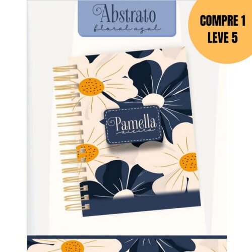 Arquivo Digital Abstrato Floral Azul Agendas -5783