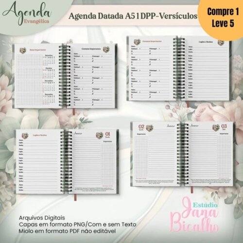 Arquivo Digital Agenda Datada A5 1dpp Floral -682