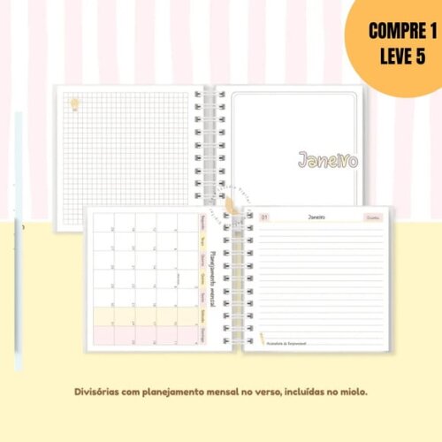 Arquivo Digital Agenda Escolar 2026 Rosa e Amarelo Mini-5926