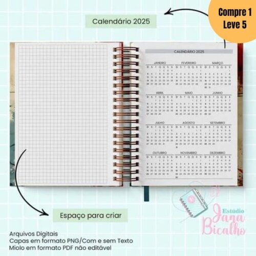 Arquivo Digital Agendas Datada A5 2025 Masculina -678