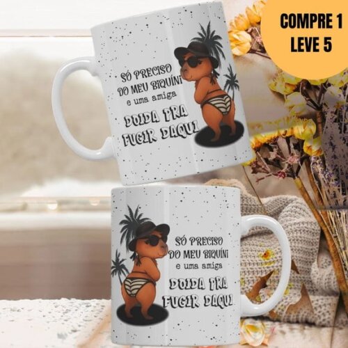 Arquivo Digital Amiga Doida Capivara Arte Caneca -4939