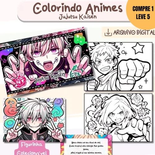 Arquivo Digital Animes Livro de Colorir + Cards -3651