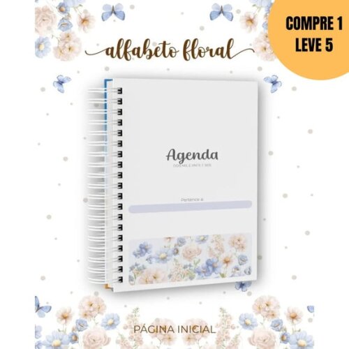 Arquivo Digital Azul Alfabeto Floral 2026 -6280