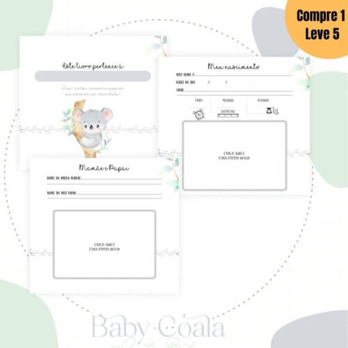 Arquivo Digital Baby Coala Menina Livro do Bebê -1298
