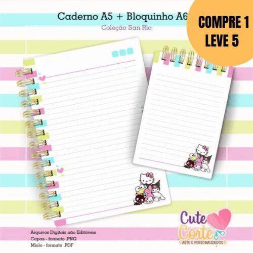 Arquivo Digital Bloquinho San Rio Caderno A5+bloquinho -5539