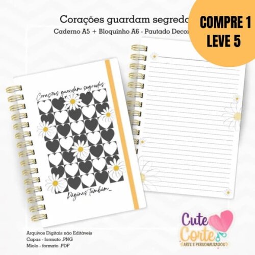 Arquivo Digital Caderno Pautado A5 + Bloquinho A6 -5374