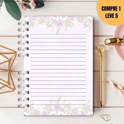 Arquivo Digital Cadernos de Anotações Floral Lilás -1865