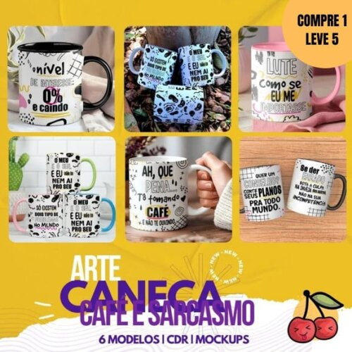 Arquivo Digital Café & Sarcasmo Artes para Caneca -3988