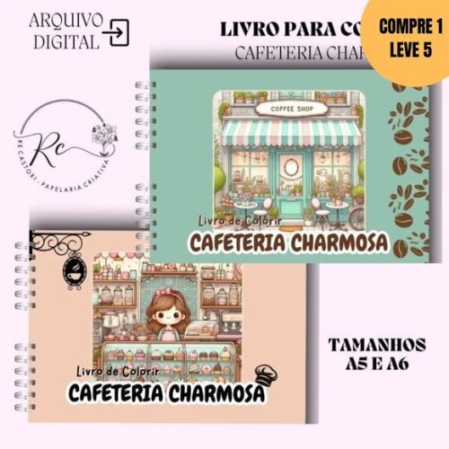 Arquivo Digital Cafeteria Charmosa Livro de Color -4077