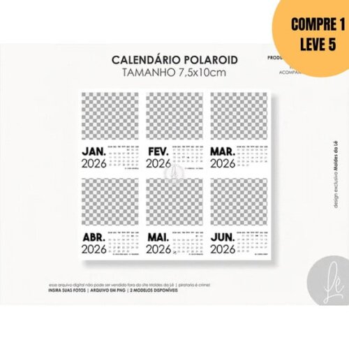 Arquivo Digital Calendário Polaroid 2026 -6024