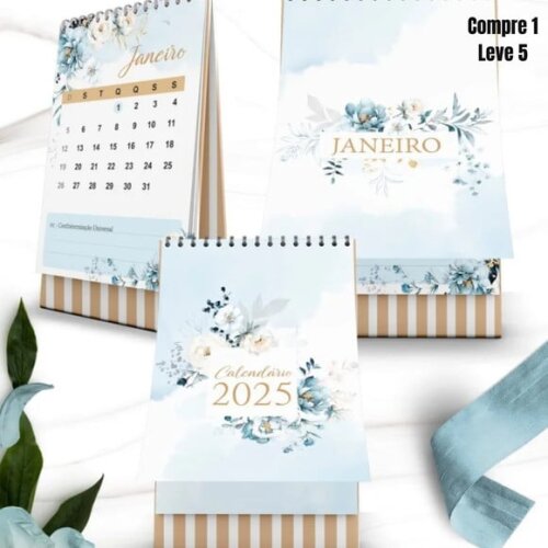 Arquivo Digital Calendários 2025 Coleção Floral Azul -556