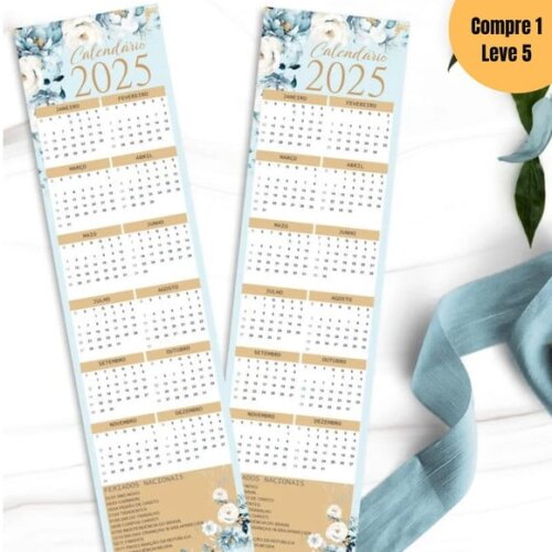 Arquivo Digital Calendários 2025 Coleção Floral Azul -556
