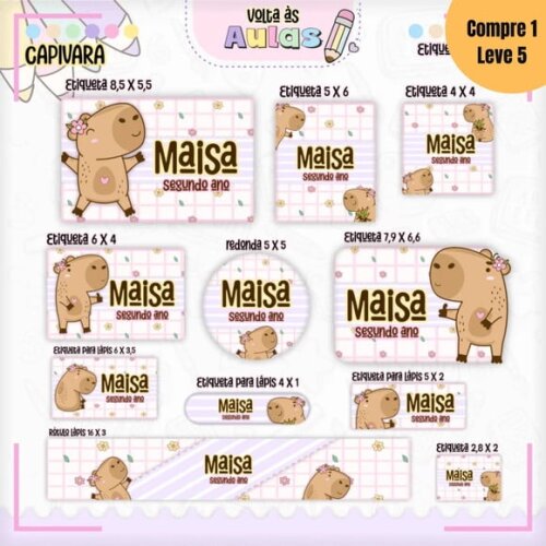 Arquivo Digital Capivara Menina Kit Escolar 2025 -778