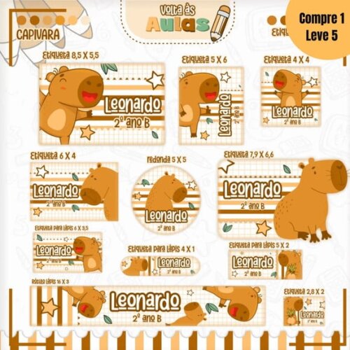 Arquivo Digital Capivara Menino Kit Escolar 2025 -783