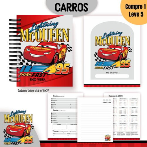 Arquivo Digital Carros Disney Kit Escolar 2025 -1052