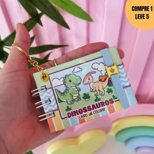 Arquivo Digital Chaveiro Dinossauros Mini Livro Colorir-3644