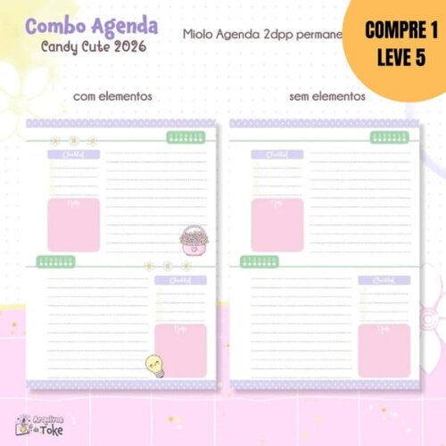 Arquivo Digital Combo Agenda Candy Cute 2026 -6172