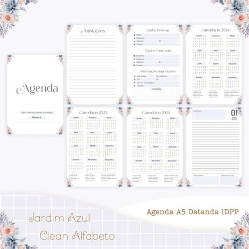 Arquivo Digital Combo Jardim Azul Clean Alfabeto 2025 -1001