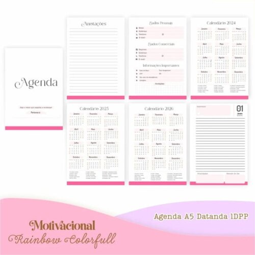 Arquivo Digital Combo Rainbow Color Full Agenda 2025 - 912