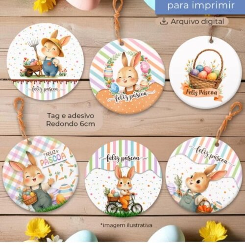 Arquivo Digital Combo Tag e Adesivo Coelhinhos -2605