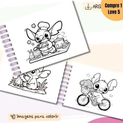 Arquivo Digital Cute Stitch Livro para Colorir -1235