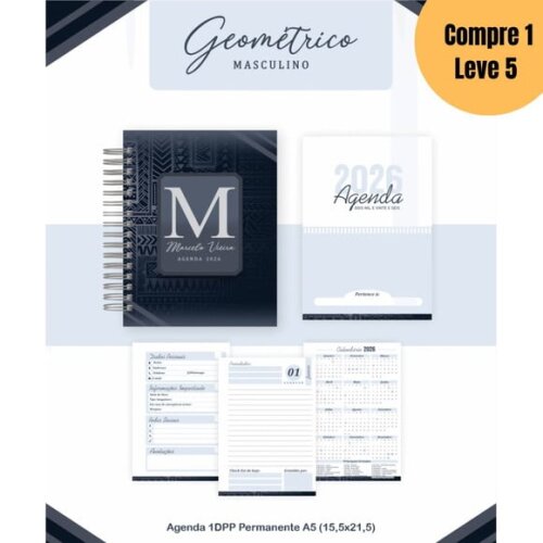 Arquivo Digital Geométrico Masculino Agendas 2026 -5150