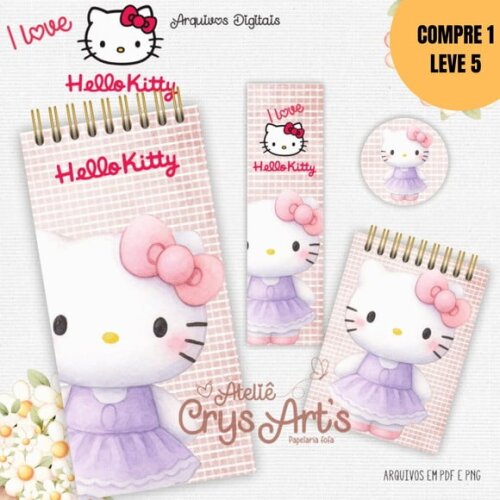 Arquivo Digital Kit Hello Kitty 1 Encadernação -5127