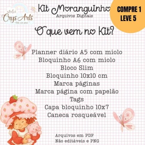 Arquivo Digital Kit Moranguinho Encadernação -5066