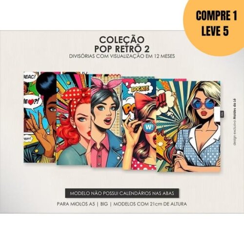Arquivo Digital Kit Pop Retrô 2 Capas + Divisórias -5289